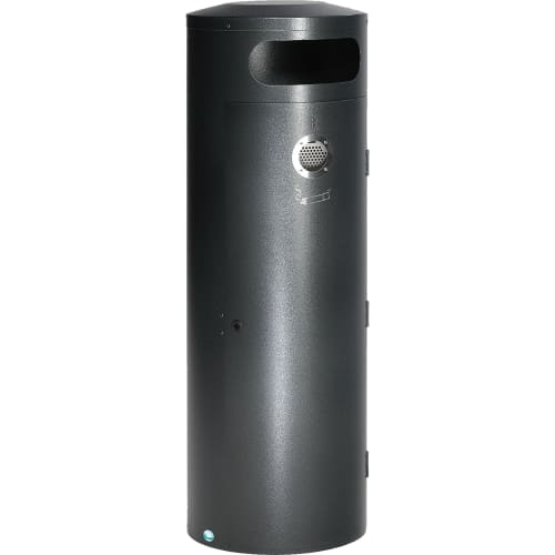 Abfallsammler KS 90 schwarzer Metall-Mülleimer mit integriertem Aschenbecher