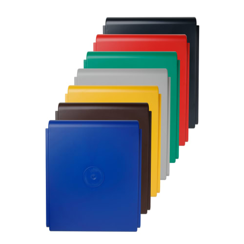 Mehrfarbige Deckel für Kunststoffcontainer 60 Liter in verschiedenen Farben wie Blau, Braun, Gelb, Grau, Grün, Rot und Schwarz