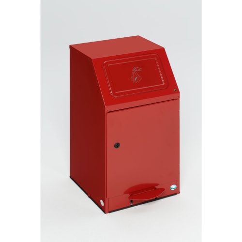 Roter Putzwollkasten PWK 45 selbstlöschend mit Pedal