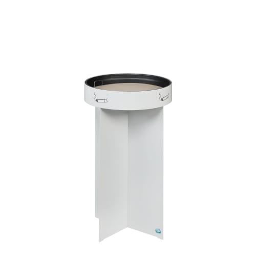 Ascher R 44 weißer Standaschenbecher mit rundem Auffangbehälter und Rauchersymbolen