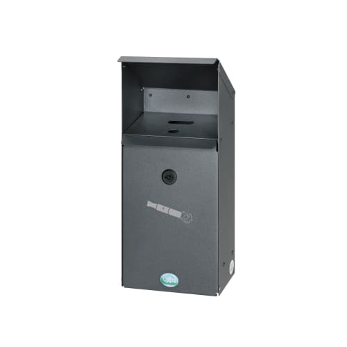 Wandascher EZS 1 grauer Wand-Aschenbecher aus Metall mit Schloss und Zigarettensymbol