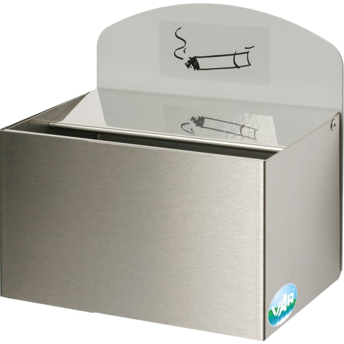 Edelstahl Wandascher WH 13 mit Schild und Rauchsymbol