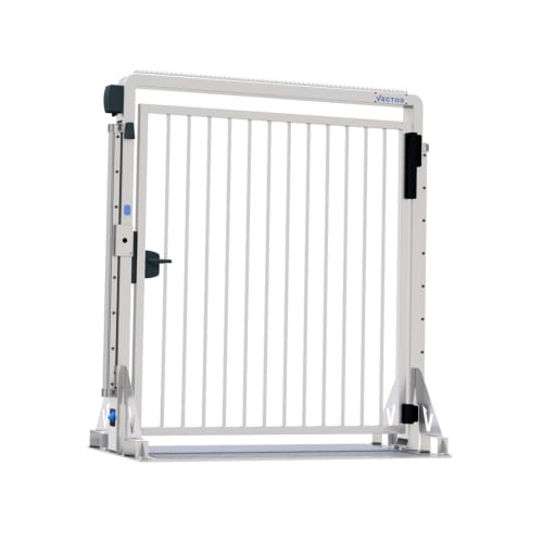 Schake VECTOR V-Door-Steelplate Fluchtür aus Stahl mit vertikalen Stäben und schwarzem Griff