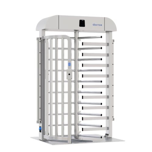 Schake VECTOR V-Turnstile Compact Steelplate Drehkreuz aus Metall in weiß und silber