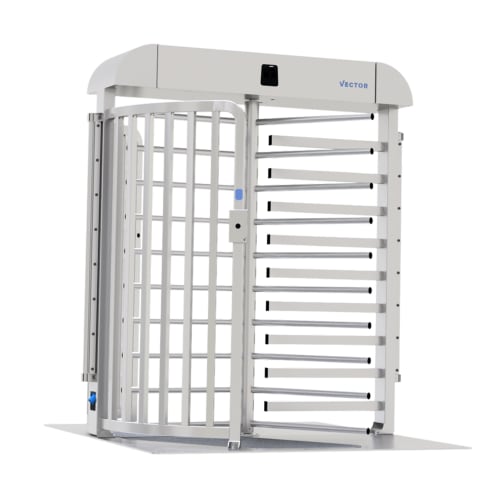 Schake VECTOR V-Turnstile Steelplate Drehkreuz aus Edelstahl mit Dreharm und Gittertor