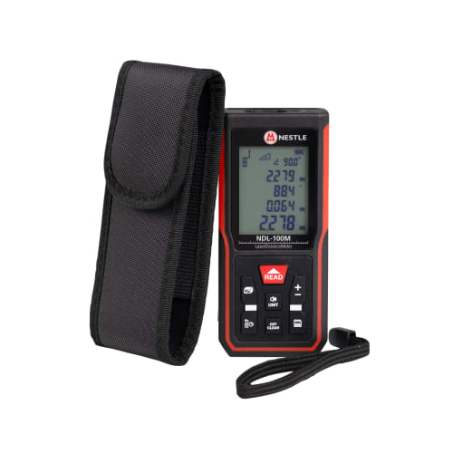 NESTLE NDL-100M Laserentfernungsmesser mit schwarzer Tragetasche und digitalem Display
