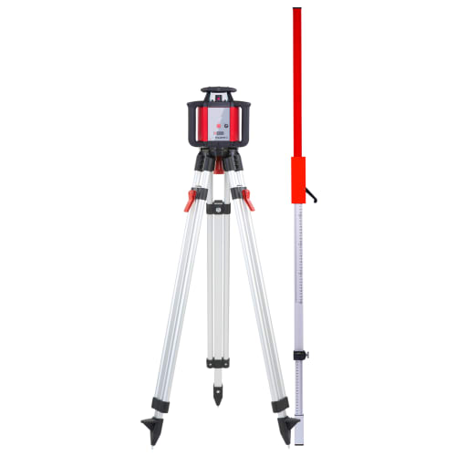 NESTLE PULSAR H Rotationslaser Set mit Stativ und Messlatte in rot und silber