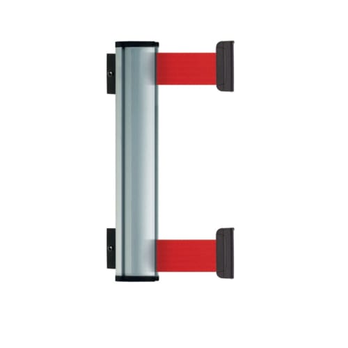 Wandgurtkassette Beltrac Wall Mount M Double mit zwei roten Gurten und silberner Halterung