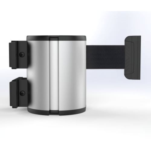 Wandgurtkassette Beltrac Wall Mount XL V21 mit schwarzem Gurt und silbernem Gehäuse