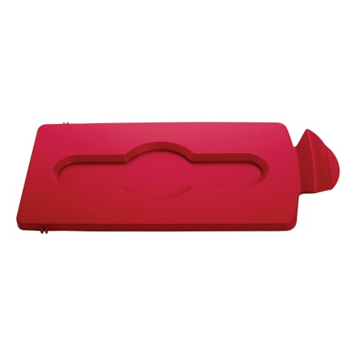 Geschlossener roter Deckel für Recycling-Station Slim Jim Starter Set von Rubbermaid