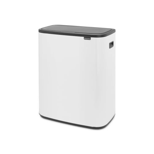 Soft-Touch Mülleimer Bo Touch Bin von Brabantia in Weiß mit schwarzem Deckel, 2x 30 Liter Fassungsvermögen