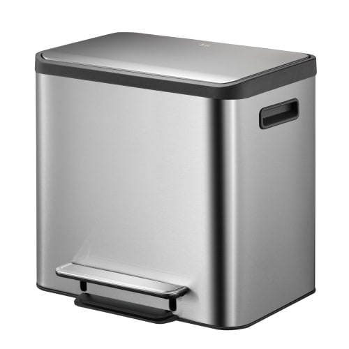 Tret-Mülleimer EcoCasa Recycler EKO aus Edelstahl mit 2x 12 Liter Fassungsvermögen und Fußpedal