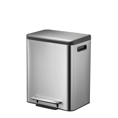 Tret-Mülleimer EcoCasa Recycler EKO aus Edelstahl mit 2x 15 Liter Fassungsvermögen und Fußpedal