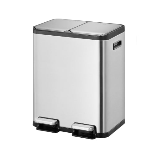 Tret-Mülleimer EcoCasa 1 EKO aus Edelstahl mit 2 Fächern und 2x 30 Liter Fassungsvermögen