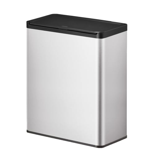 Abfalleimer Essential Touch Recycler EKO mit 2x 20 Liter Fassungsvermögen, silberner Müllbehälter mit schwarzem Deckel