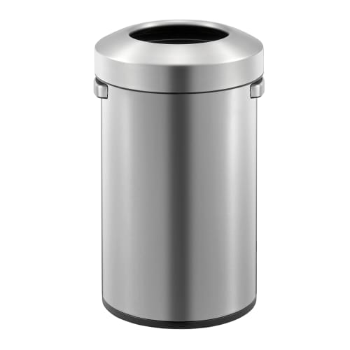 Runder Abfalleimer Urban EKO aus Edelstahl mit offenem Deckel, Inhalt 50 bis 120 Liter