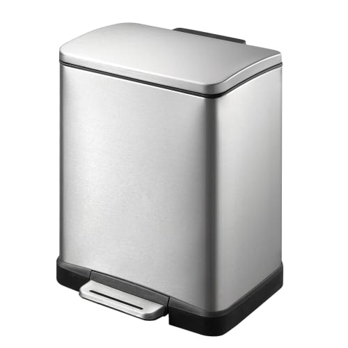 Tret-Mülleimer E-Cube EKO aus Edelstahl mit schwarzem Fußpedal und 12 bis 50 Liter Fassungsvermögen