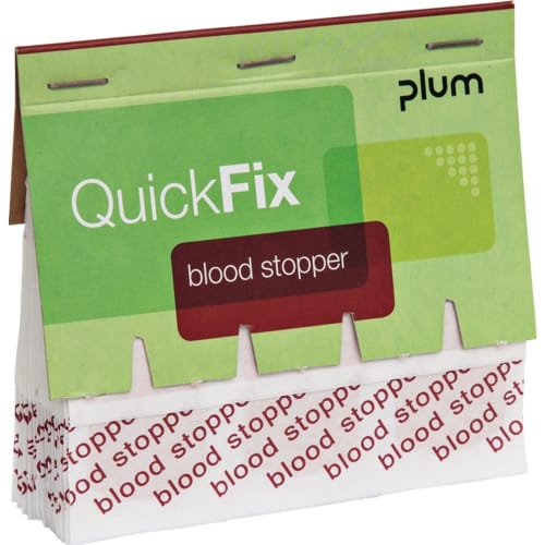 45er-Refill PLUM QuickFix Pflasterstrips Blood Stopper grüne Verpackung mit 45 Stück ca. 72 x 25 mm
