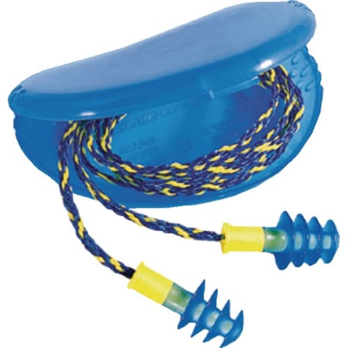 50 Paar Howard Leight Gehörschutzstöpsel Fusion mit SNR 33 dB, blau/gelb, inklusive Aufbewahrungsbox