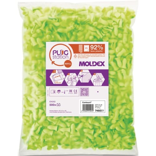 500 Paar Moldex Gehörschutzstöpsel Contours 746001 grün Polyurethan SNR 35 dB
