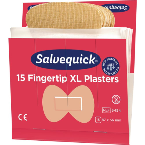 6er-Pack Salvequick Pflasterstrips Fingertip XL 15 Stück 87x56 mm