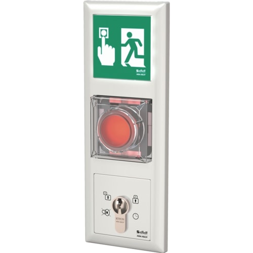 ASSA ABLOY Fluchtwegsteuerung 1384 UP mit integriertem Steuerungselement und rotem Not-Aus-Knopf, Einsatzbereich -5 bis +40 °C