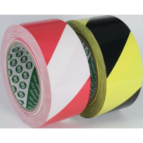 Bodenmarkierungsband F33 in den Farben rot/weiß und schwarz/gelb, 33 Meter lang und 50 mm breit