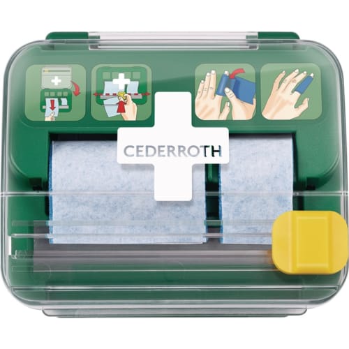 Cederroth Pflasterspender Soft Foam Spender 2-in-1 mit befülltem Pflasterrollen und Anwendungsanleitung