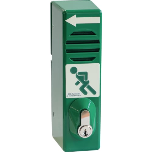Grüner GfS Schwenk-Türwächter 910060 PLUS mit Schlüssel und Fluchtsymbol