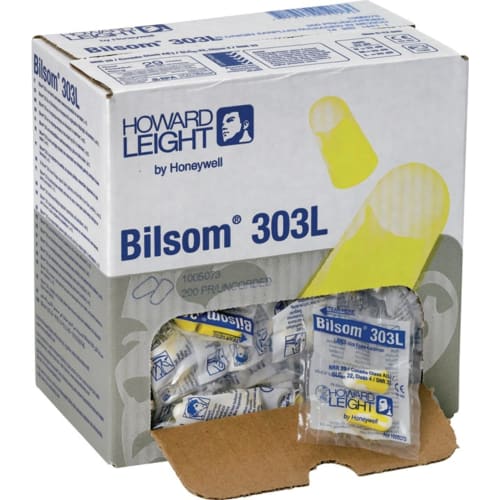 Howard Leight Bilsom 303L Gehörschutzstöpsel in Verteilerbox mit einzelnen Verpackungen