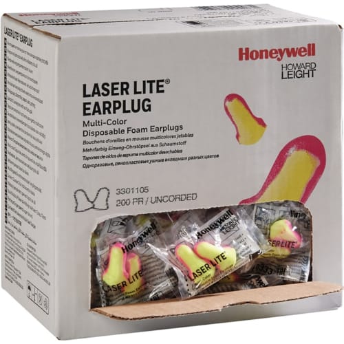 Howard Leight Laser Lite Gehörschutzstöpsel in Multi-Color, einzeln verpackt in einer Verteilerbox von Honeywell