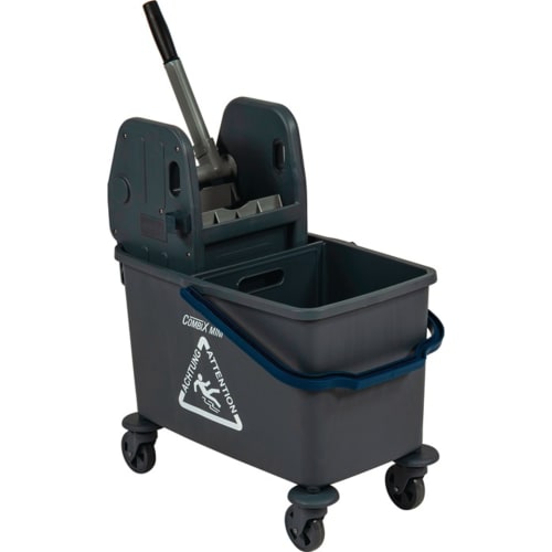 Vermop Reinigungswagen 1 x 35l mit Trennwand und Presse, Eimer mit Trennwand und Presse auf Rollen