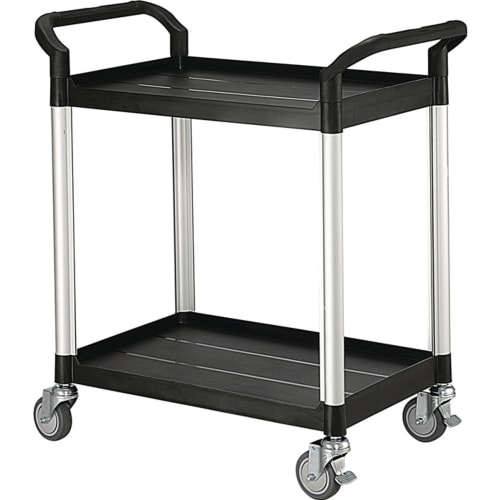 Ruxxac® Tischwagen mit zwei Ablageflächen und vier Rollen, schwarz und silber