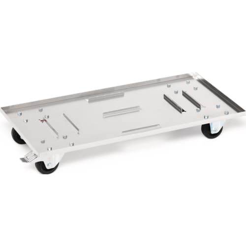 Transportwagen verzinkt für Aluminiumboxen 29 mit Gummirädern, silber, Gesamttragfähigkeit 50 kg