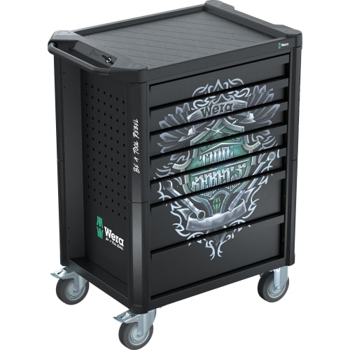 Wera Werkstattwagen 9700 Tool Rebel schwarz mit 7 Schubladen und Tool Rebel Design
