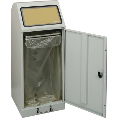 Wertstoffsammler 70 Liter mit geöffnetem Tür und gelbem Einwurfdeckel