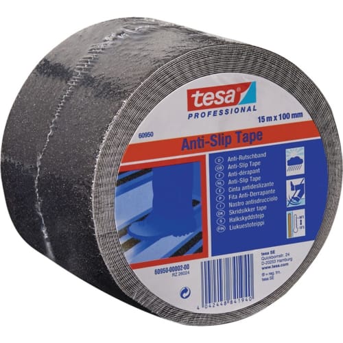 tesa Professional Anti-Slip Tape 15 m x 100 mm, black roll with anti-rutschband surface