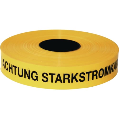 KELMAPLAST® Trassenwarnband gelb mit schwarzer Aufschrift Achtung Starkstromkabel