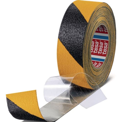 tesa Antirutschklebeband extrem flexibel 60955 in gelb und schwarz mit transparenter Schutzfolie