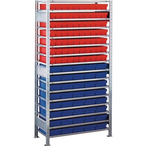 SCHULTE Steckregal Grundregal mit roten und blauen Aufbewahrungsboxen aus Metall