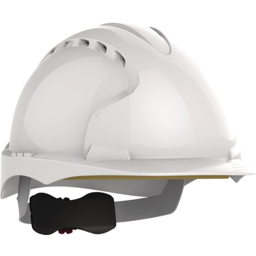Weißer JSP Schutzhelm EVO3-Revolution mit 6-Punkt-Halterung