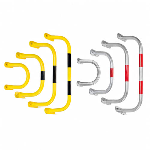 Wandschutzbügel SafeWall WACHTWERK X® in verschiedenen Größen und Farben, gelb mit schwarzen Streifen und silber mit roten Streifen
