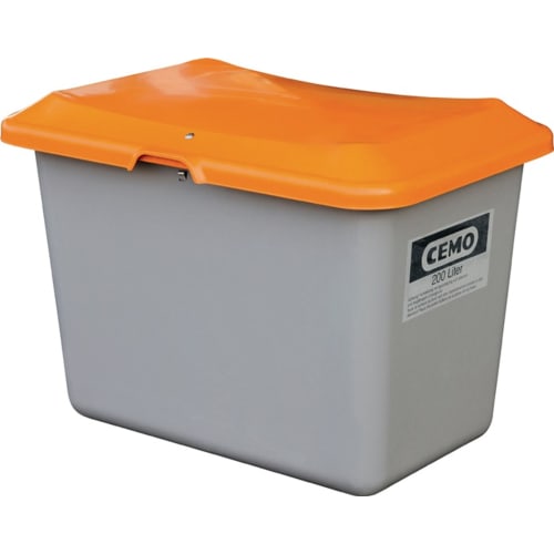 Streugutbehälter 200 Liter aus GFK mit orangefarbenem Deckel ohne Entnahmeöffnung von CEMO