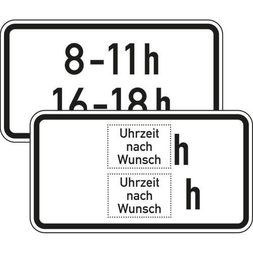 Verkehrsschild VZ1042-33, Zeitliche Beschränkung ... - ..., ... - ... h, Alu, RA2, 420x231 mm | Zusatzzeichen | Verkehrsschilder