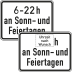 Zeitliche Beschränkung Sonn- und Feiertage VZ 1042-35 Zeitliche Beschränkung Sonn- und Feiertage VZ 1042-35
