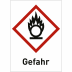 Flamme über Kreis mit Text: Gefahr (GHS 03) Flamme über Kreis mit Text: Gefahr (GHS 03)