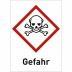 Totenkopf mit Text: Gefahr (GHS 06)