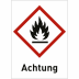 Flamme mit Text: Achtung (GHS 02) Flamme mit Text: Achtung (GHS 02)