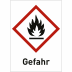Flamme mit Text: Gefahr (GHS 02)