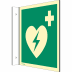 Fahnenschild Defibrillator nach ISO 7010 (E 010) Fahnenschild Defibrillator nach ISO 7010 (E 010)